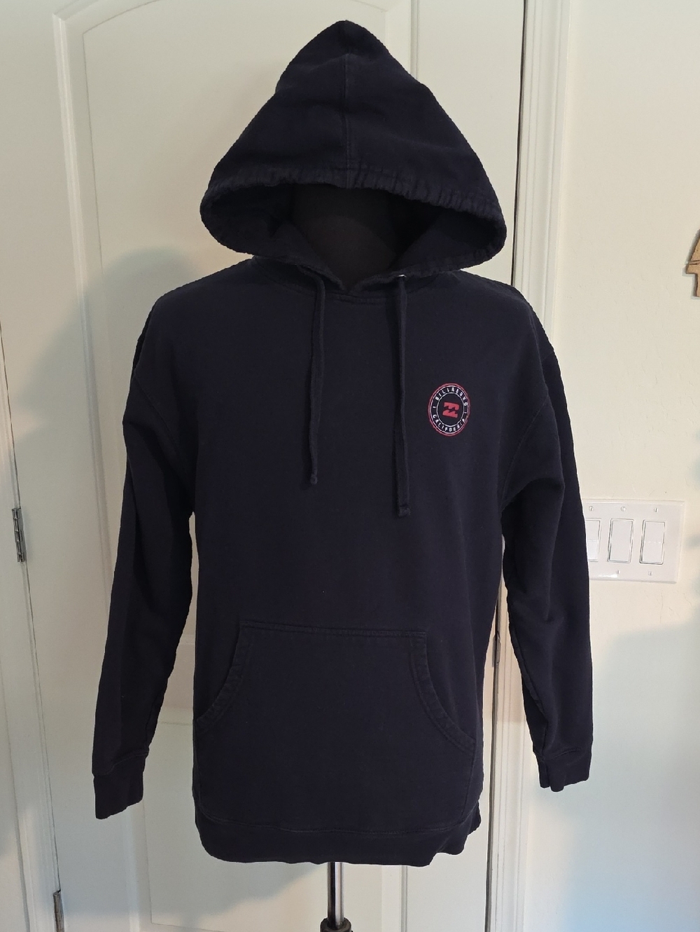 Billabong Men's Navy Hoodie with Small Chest Logo And Back Graphics